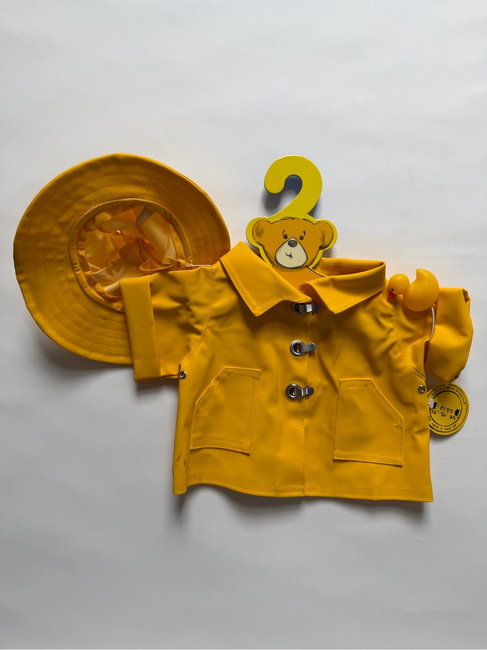 Build A Bear Rare Vinyl Yellow Raincoat Jacket Hat Rubber Duck Outfit VTG - READ